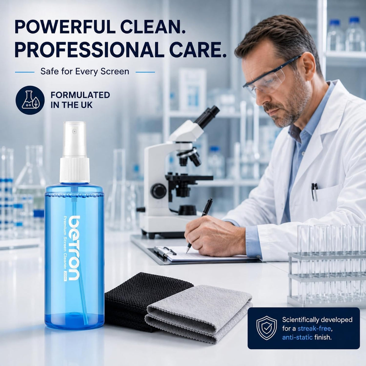 Betron Screen Cleaner Spray Kit with Cloth for TV, Laptop, Monitor, 200ml