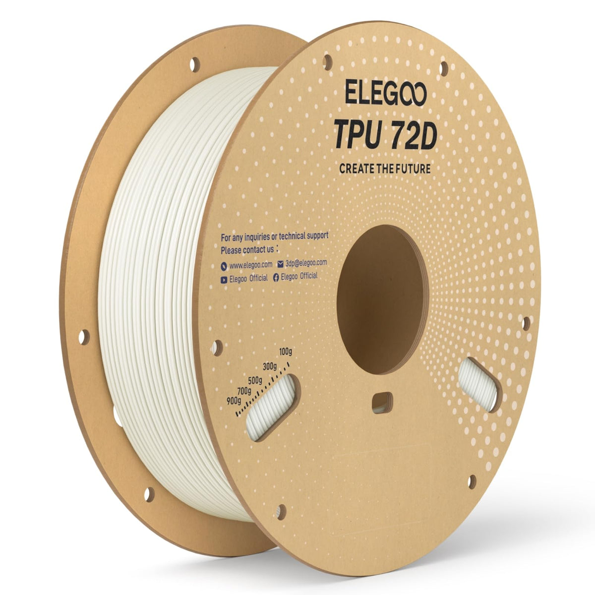 ELEGOO TPU Filament 1.75mm Grey 1KG, 95A Flexible Soft 3D Printing Filament 1KG Spool(2.2lbs) Fits for Most FDM 3D Printers
