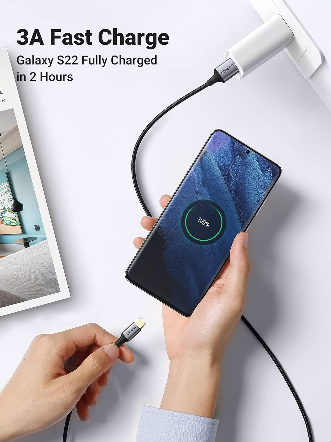 UGREEN USB-A to USB C Cable USB 3.0 5Gbps USB-C Charger Cable, 1M