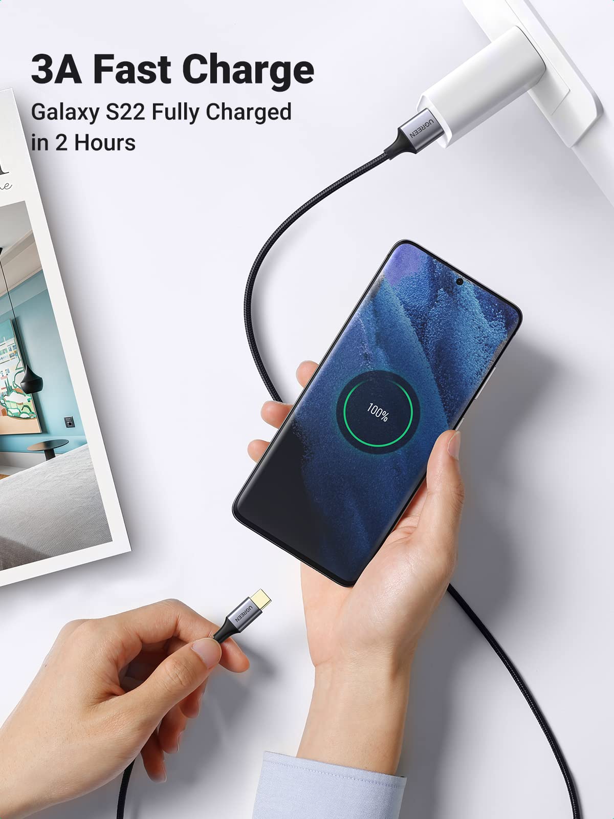 UGREEN USB-A to USB C Cable USB 3.0 5Gbps USB-C Charger Cable, 1M