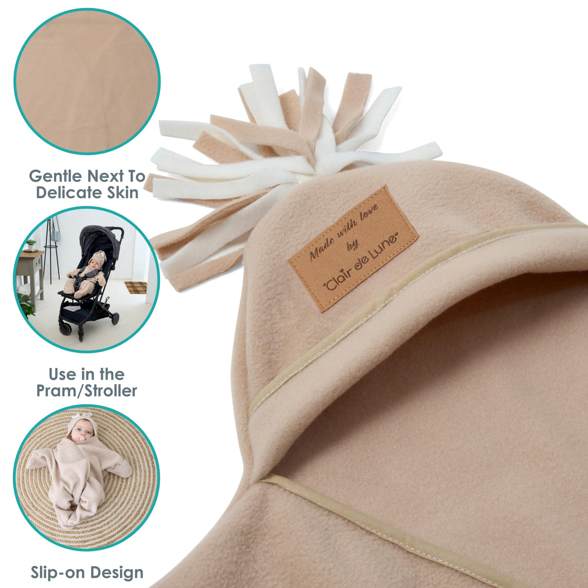 Clair de Lune Star Fleece Baby Wrap Blanket 0-6 Months (Cream)