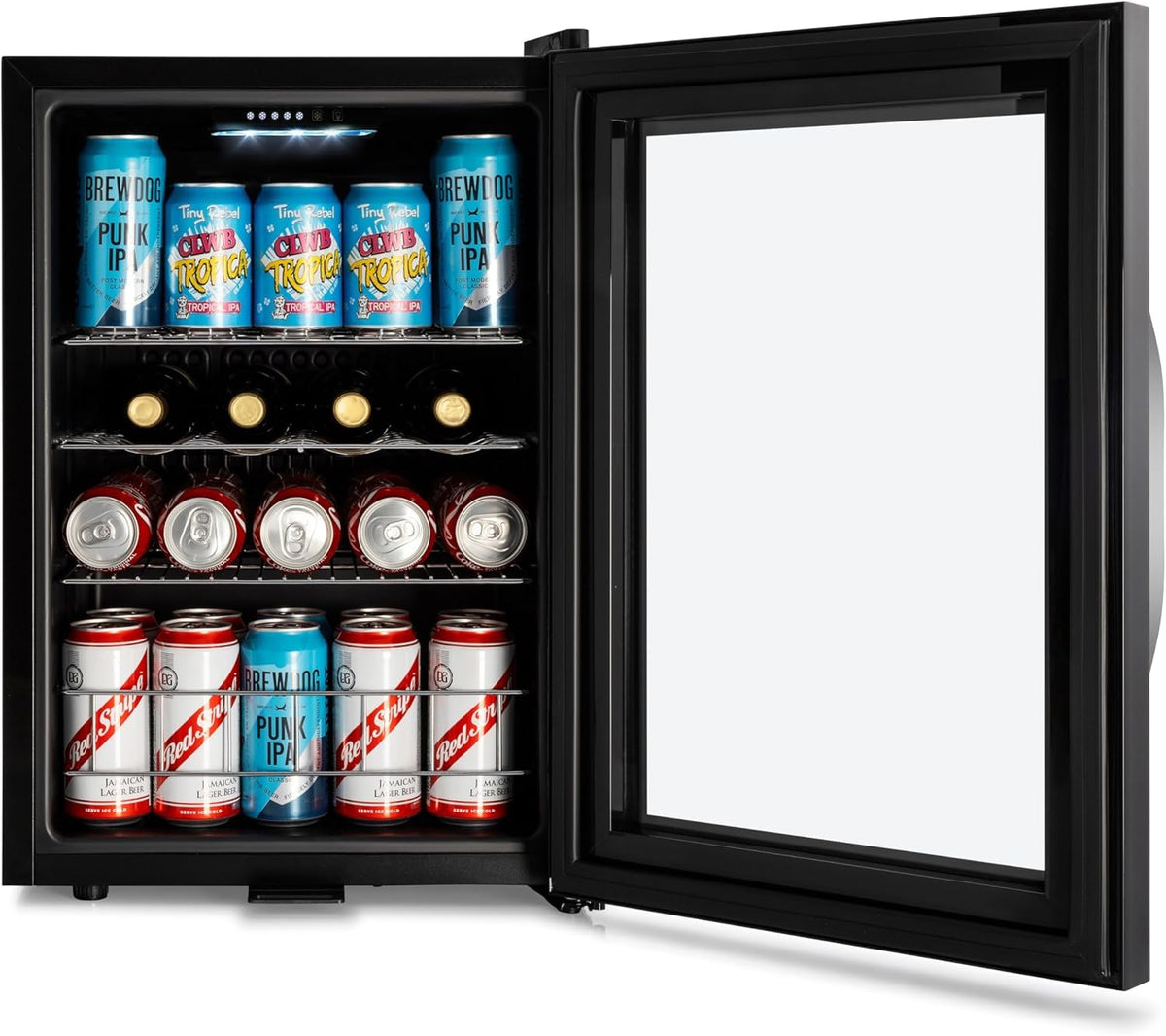 Subcold Ace90 LED Touch Control Beer Fridge With Glass Door | Premium Drinks & Wine Fridge | Black Alu Handle, Auto Defrost, Lockable | 91 Cans | Ideal for Home Bar Undercounter