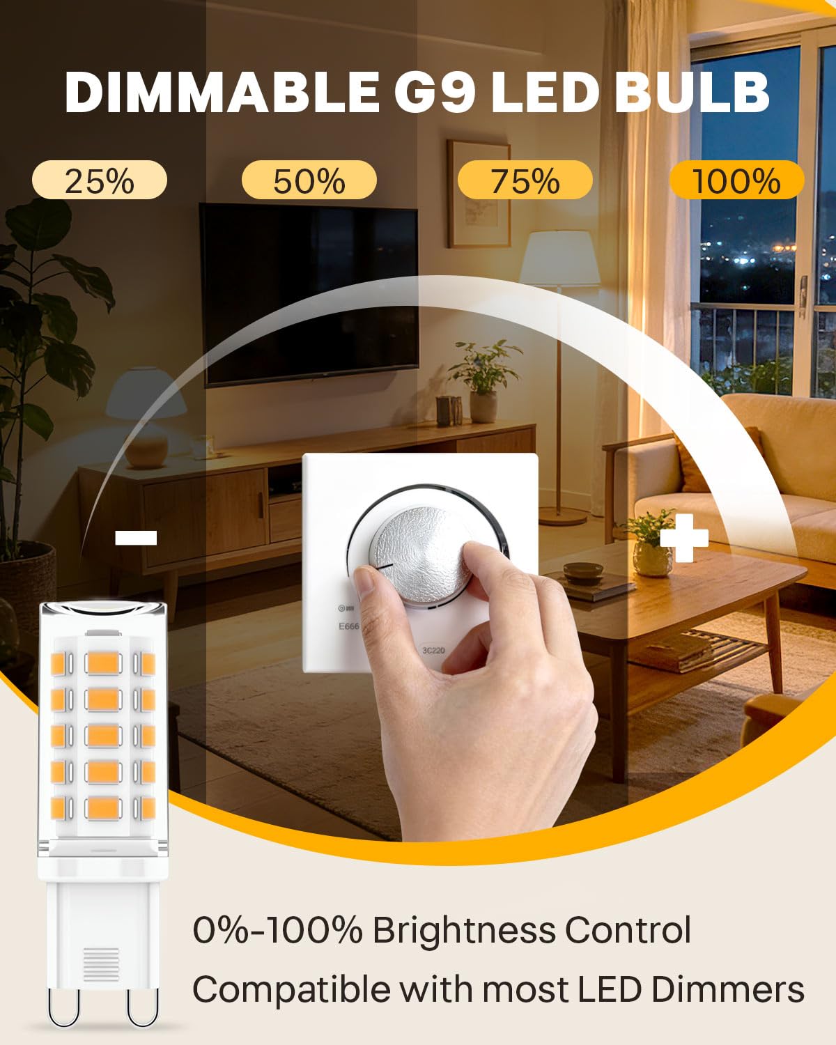 6 Pack G9 LED Bulbs Warm White, 4W, 3000K, No Flicker, Equivalent to 40W Halogen, 400LM, Non-Dimmable, Energy Saving G9 LED Light Bulbs for Decoration, Office, Home Lighting Decor and More