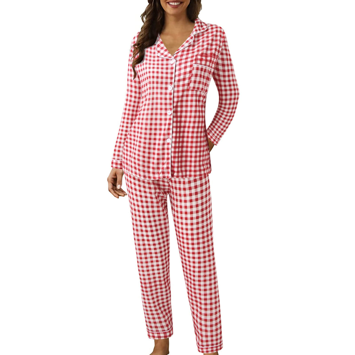 Pyjamas For Womens Women Pyjamas Set Lounge Wear Sets Matching Christmas Pjs Ladies Plus Size Co Ord Sets Autumn Nightwear Wide Leg Trousers Long Sleeve Comfort Nighties Fashion Fall Clothing Outfits