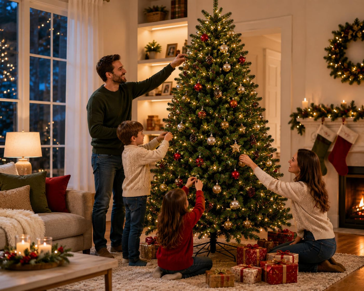 7ft (2.13M) Artificial Christmas Tree, Realistic Green with Metal Stand