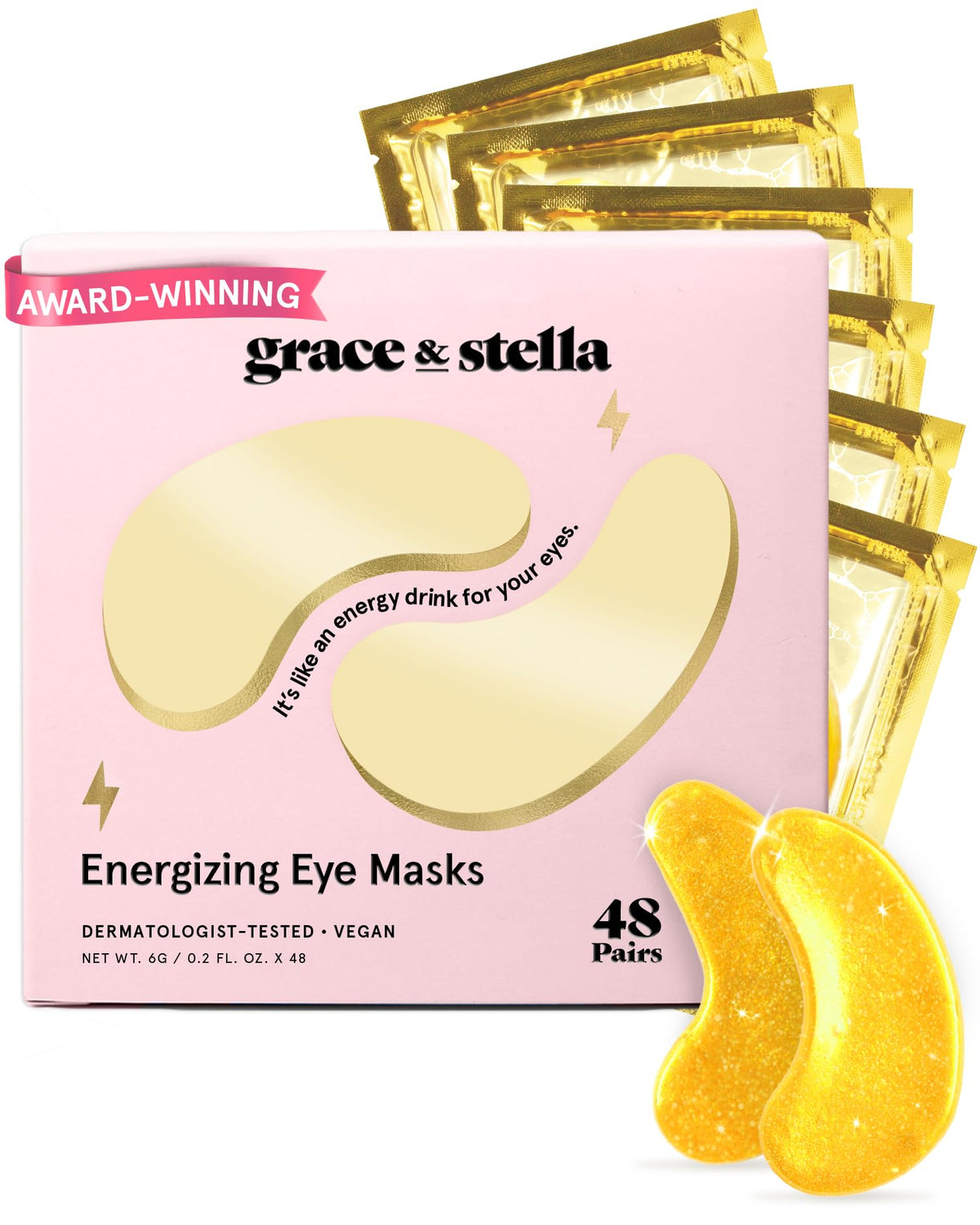 grace & stella Award Winning Under Eye Patches for Dark Circles - Illuminating Under Eye Masks for Puffy Eyes - Undereye Gel Patches with Niacinamide - Vegan - Gifts for Sisters (6 Pairs, Blue)