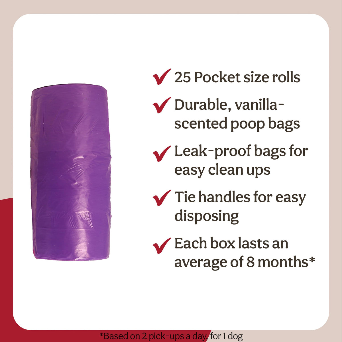 Rosewood Dog Poo Bags with Handles - 100 Easy Clean-Up Poop Bags, Loose Packed Dog Waste Bags with Tie Handles, Lightly Scented, Black