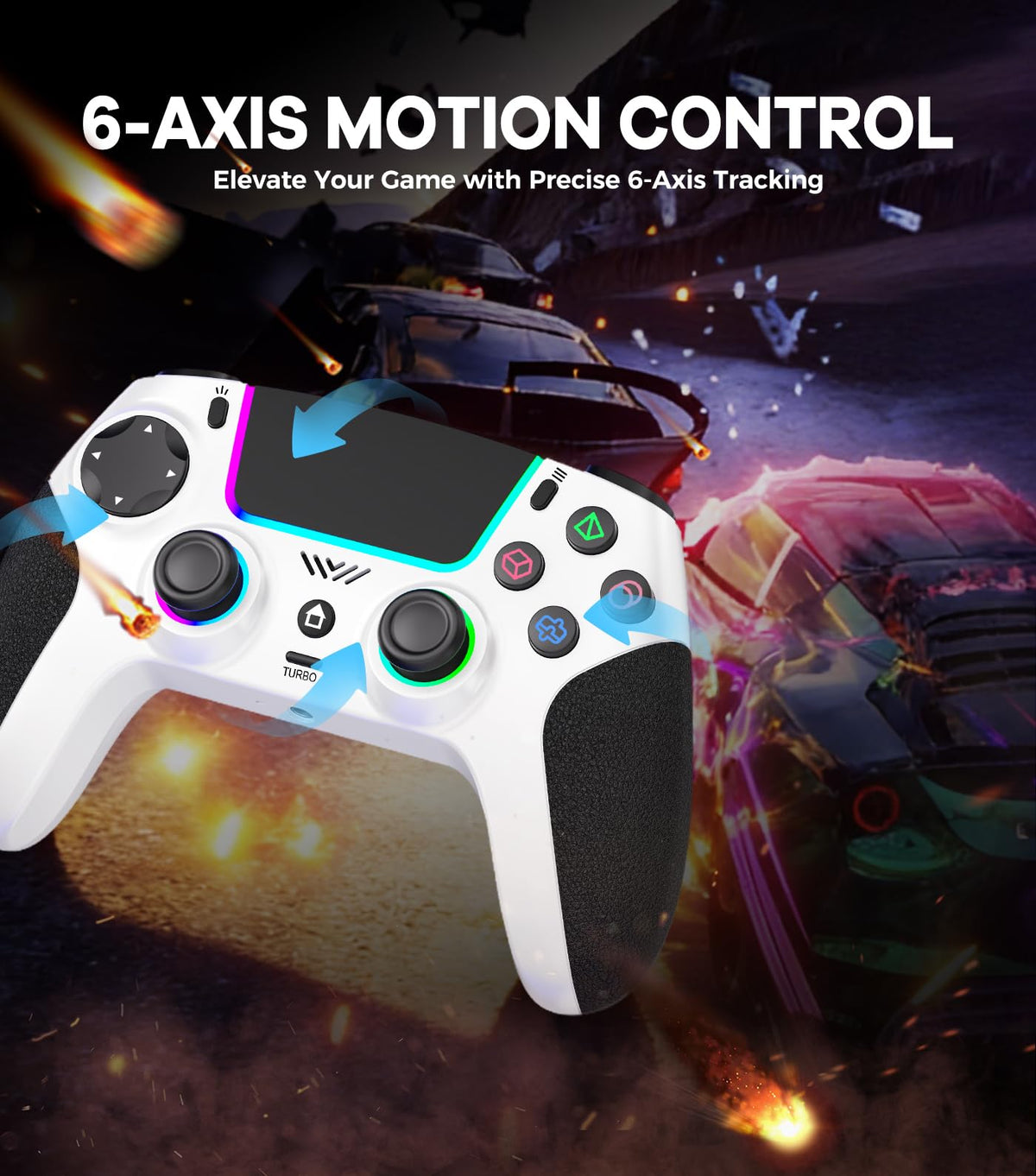 SFGSUP Wireless Pro Controller for PS5, PC, Mac, Steam Deck, Blue-White