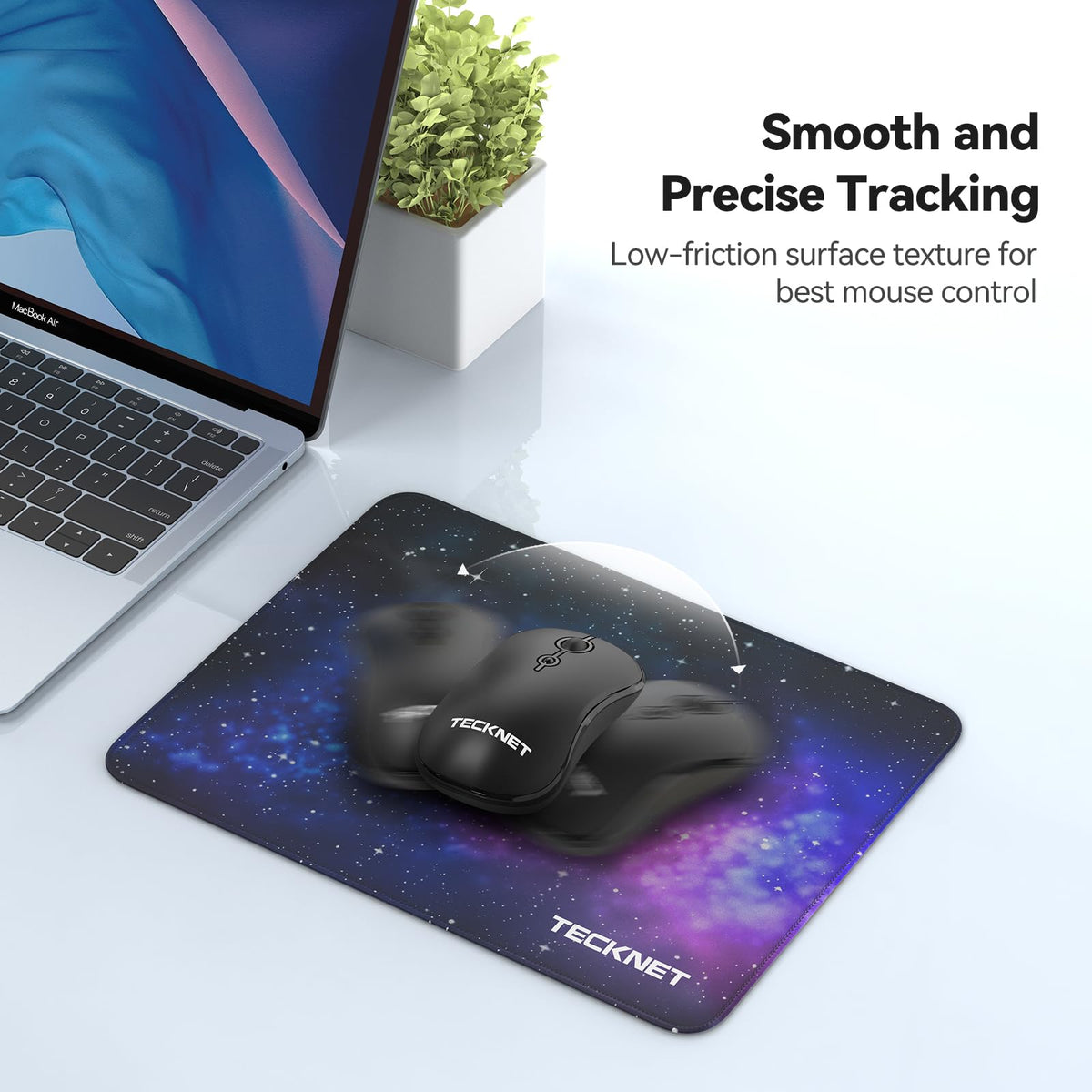 TECKNET Mouse Mat, 270 x 210 x 3 mm Gaming Mouse Pad - Grey