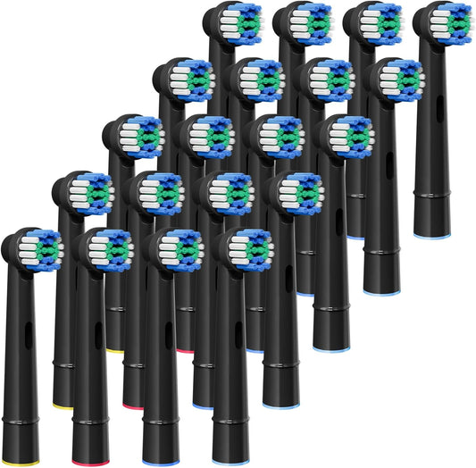 20 Pack Toothbrush Replacement Heads Black Compatible with Oral B Professional Soft Clean Electric Toothbrush Head Heads Refill Pro 500/1000/1500/3000/3757/5000/7000/7500/8000