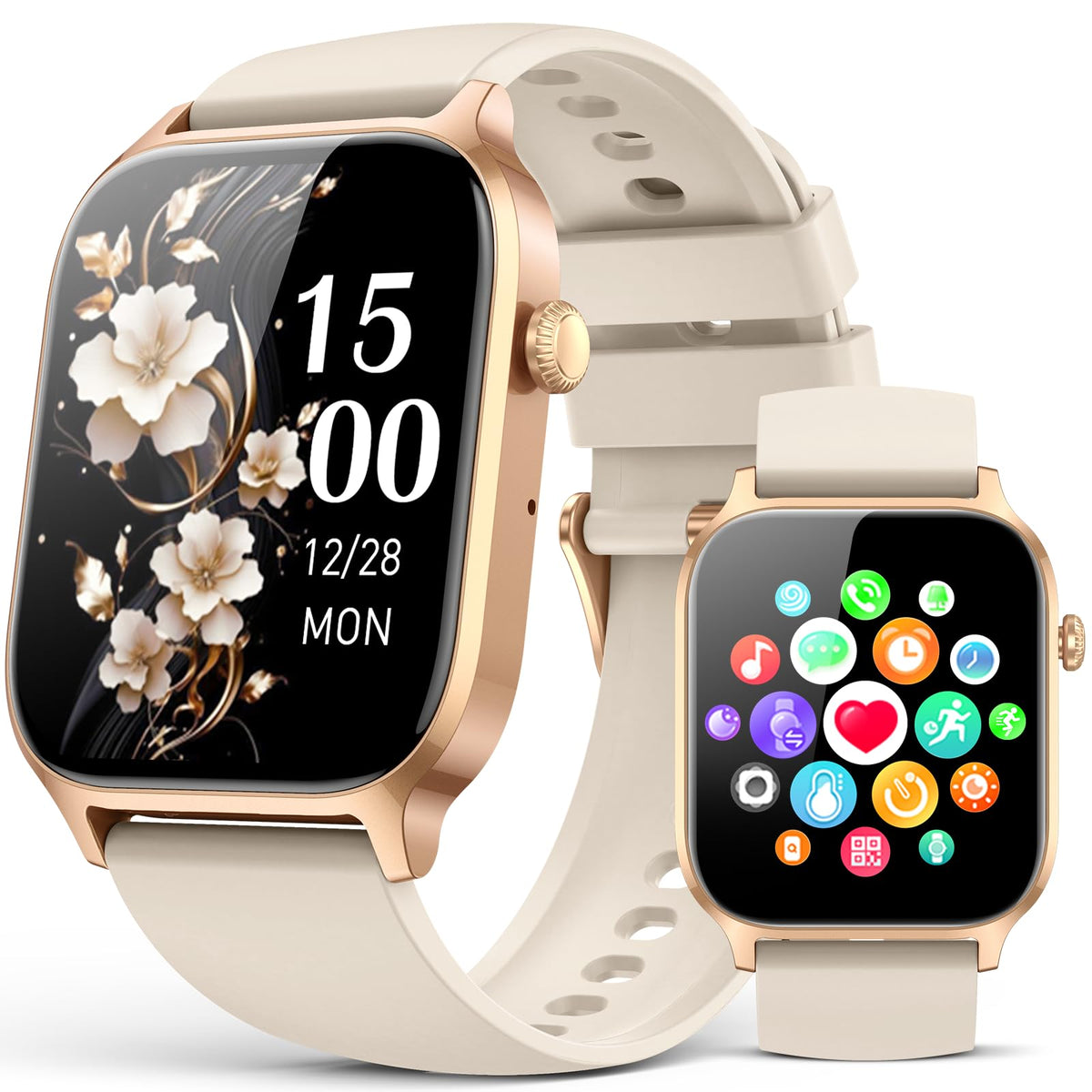 Smart Watch for Men Women- Answer/Make Call, 2024 IP68 Waterproof Fitness Tracker Watch with Sleep Step Counter Activity Smartwatch for Samsung Android iPhone iOS (Black-Blue, 1.83)