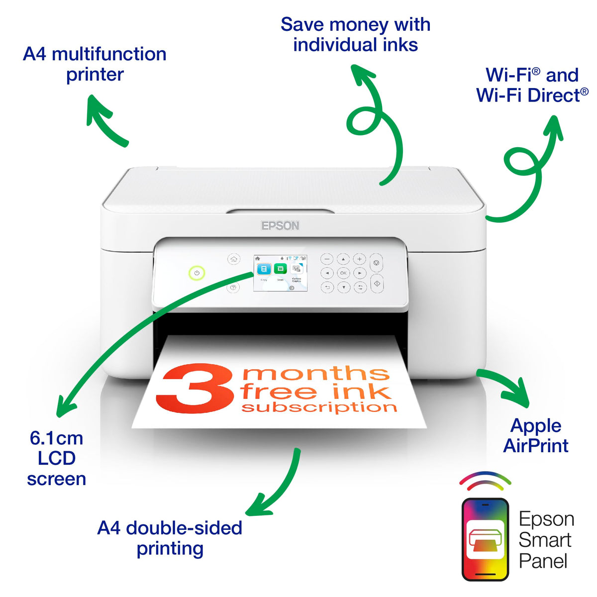 Epson Expression Home XP-5200 Precision Core 3-in-1 Ink Multifunction Printer, Scanner, Copier, WiFi, 1440dpi, Duplex, 2.4 Inch Display, DIN A4, incl. 3 Months Readyprint Flex Trial