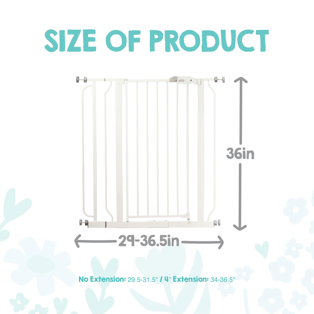 Regalo Safety 91.4cm Extra Tall Baby Gate for Doorways & Bottom of Stairs, Fits Openings 73.6-90cm (Extension Included), Pressure Mounted for Babies, Toddlers & Pets