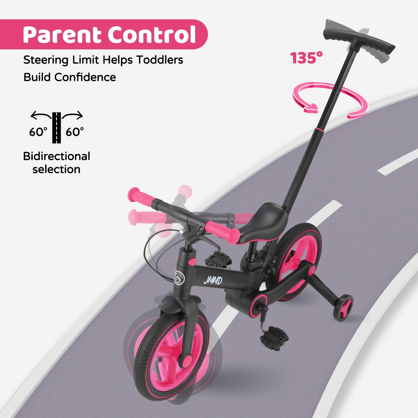 JMMD 6-in-1 Convertible Toddler Balance Bike to Pedal Bike — Ages 18 Months to 5 Years