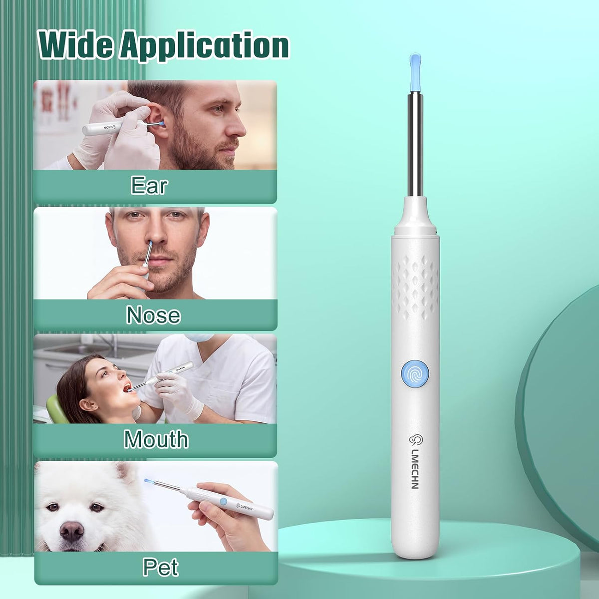 Ear Cleaner with Camera, Ear Wax Removal Kit with 1080P, Ear Camera Otoscope with LED Light, Ear Cleaning Kit for iPhone, iPad, Android Phones-White
