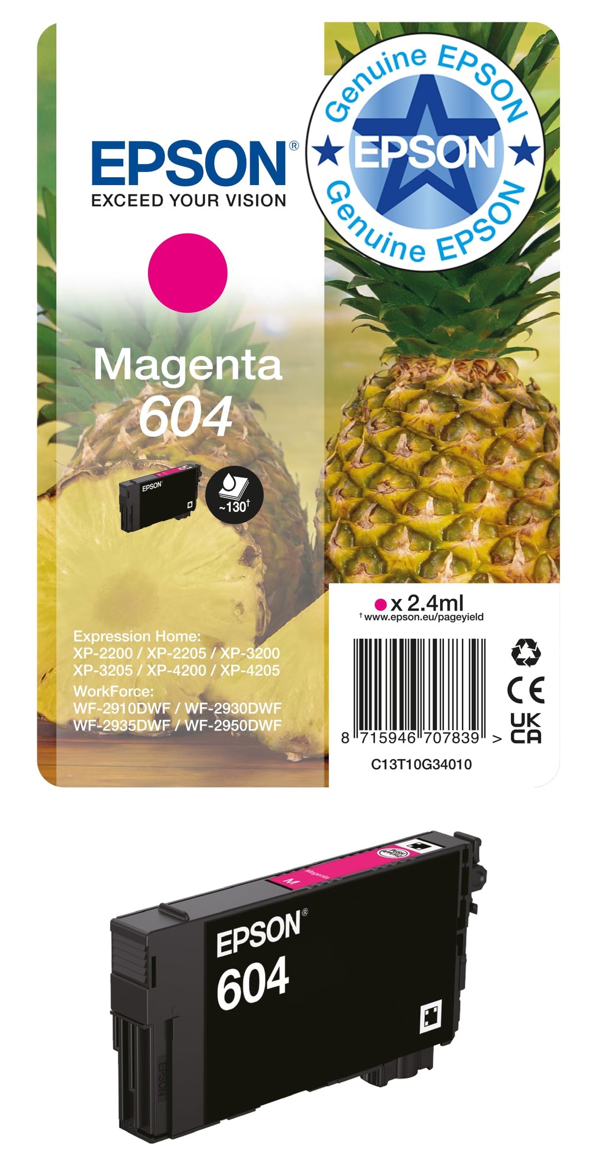 Epson 604 Pineapple, Genuine Multipack, 4-colours Ink Cartridges