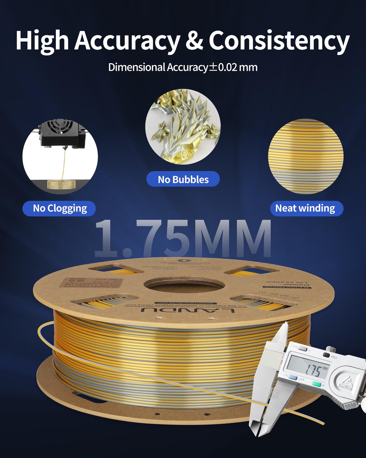 LANDU Filament Dryer 3D Printer Filament Dry Box,2 Spools Double Fast Heating Upgraded Filament Dehydrator Keeping Filaments Dry for 1.75mm/2.85mm One-Key Set for PLA PETG ABS TPU
