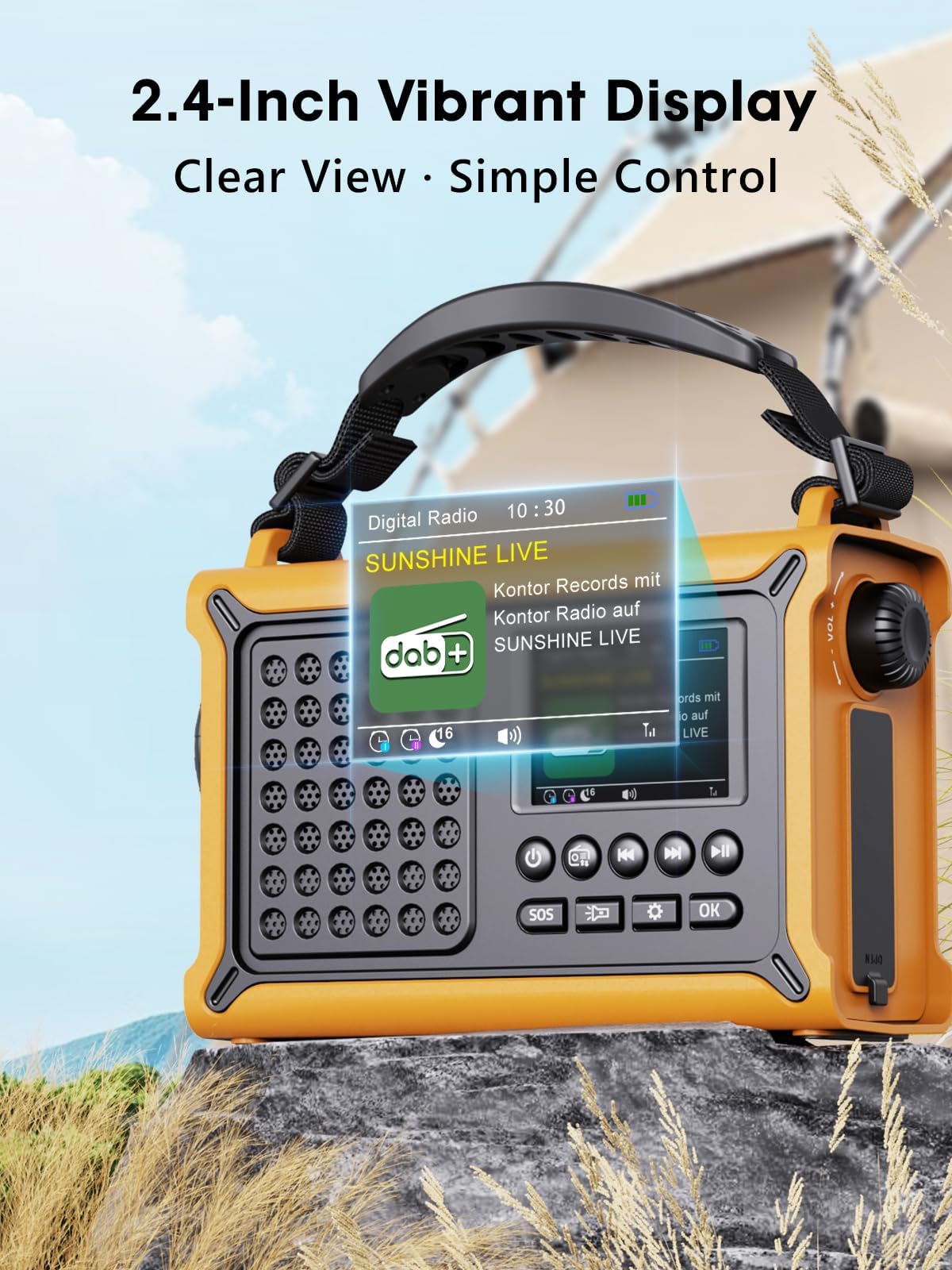 ROCAM DAB Wind Up Radio Solar Battery Torch 12000mAh Rechargeable Battery