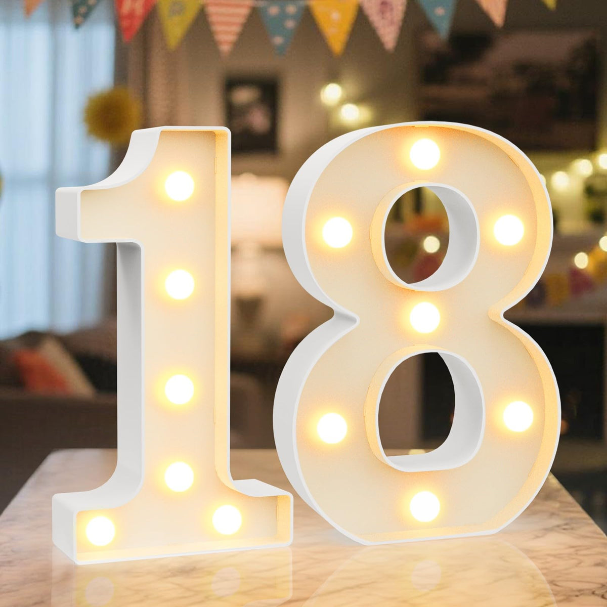 Ledido Pink Glitter Light Up Number 80 for 80th Birthday Decorations