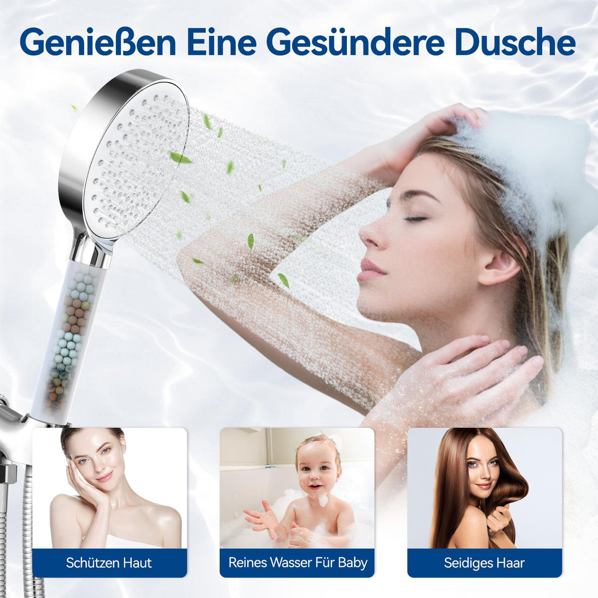 High Pressure Shower Head, Power Shower Head with 6 Modes