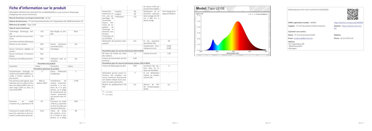 Tapo L430P E14 Smart Bulb P45 Multicolour LED Light Bulb