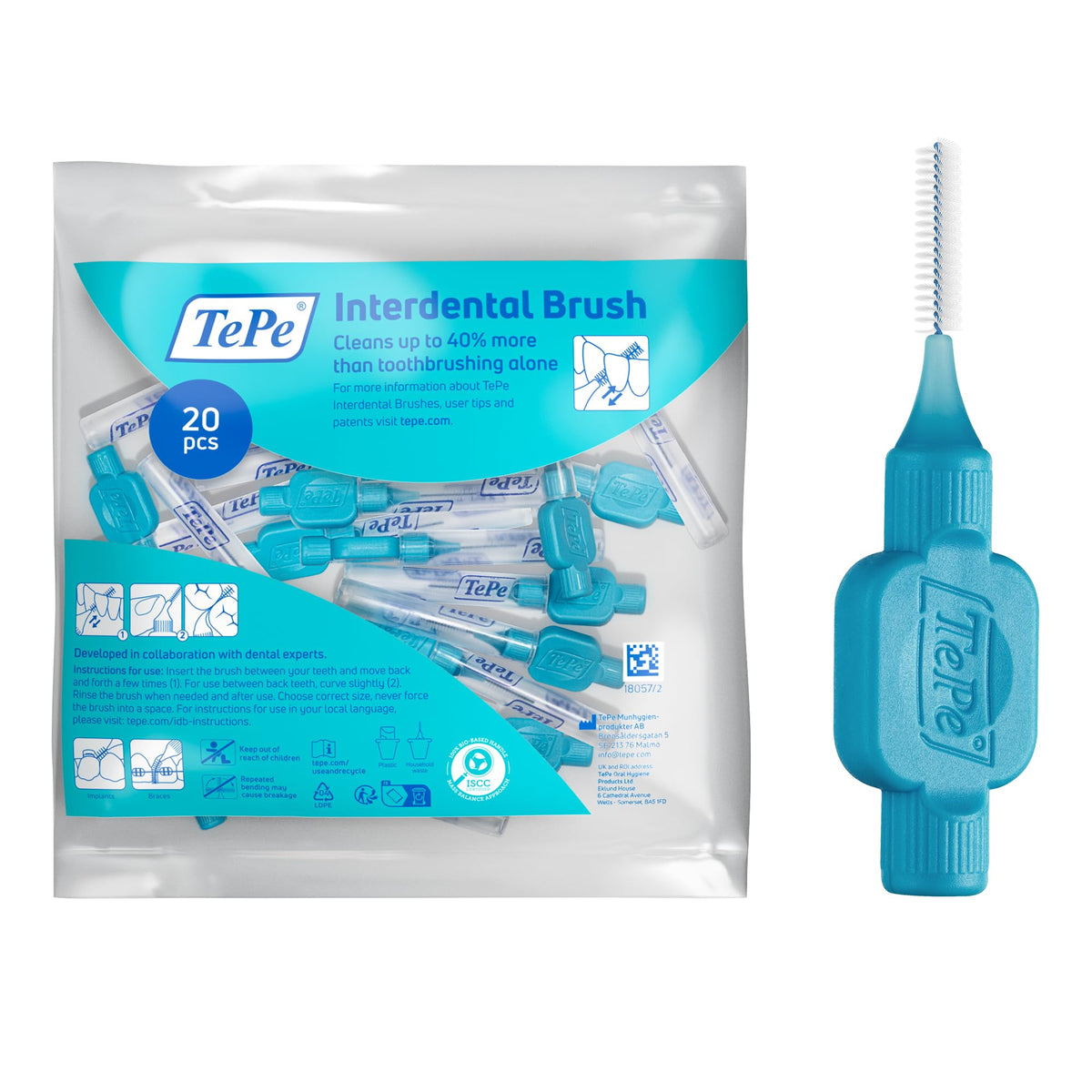 TePe Interdental Brush, Original, Blue, 0.6mm/ISO 3, 8pcs