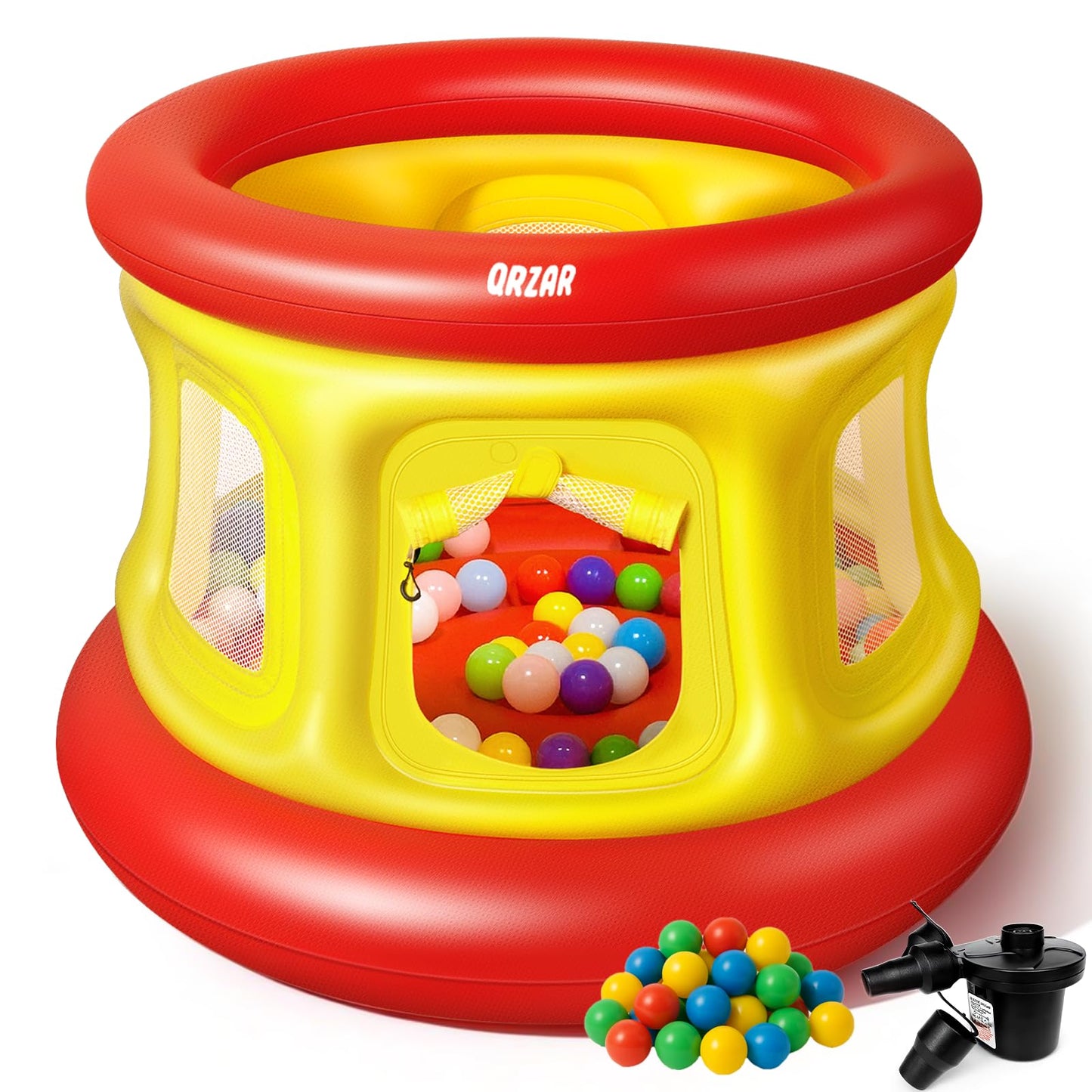 3-in-1 Inflatable Bounce House for Toddlers Under 4, Beautiful & Safe Bouncer with Ball Pit & Trampoline, Indoor/Outdoor Play Yard with Air Pump