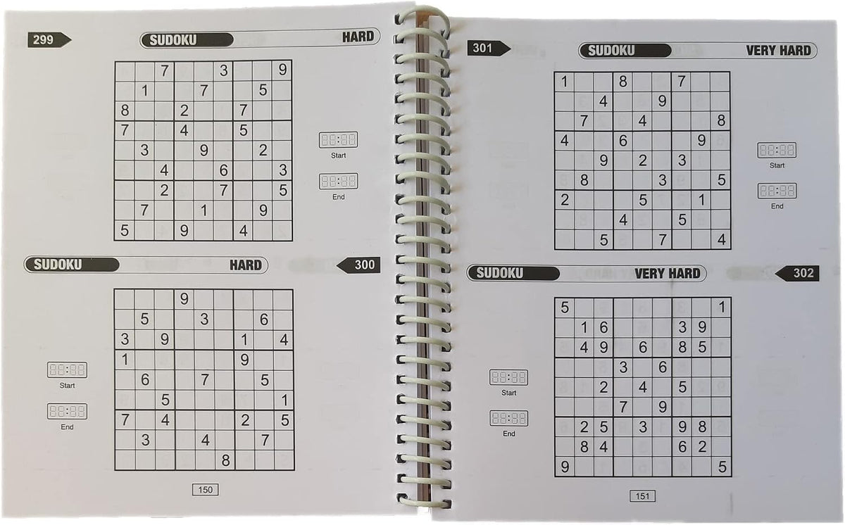 WF Graham Sudoku Puzzle Book - Spiral Bound Brain Teasers Travel Puzzles Book with over 500 Logic Puzzles