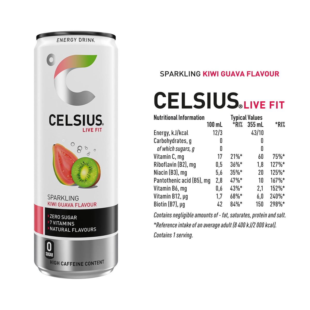 CELSIUS Energy Drink, Sparkling Mango Lemonade, Natural Flavours. No Artificial Colours, Sugar Free Energy Drinks, 355 mL, 4-Pack