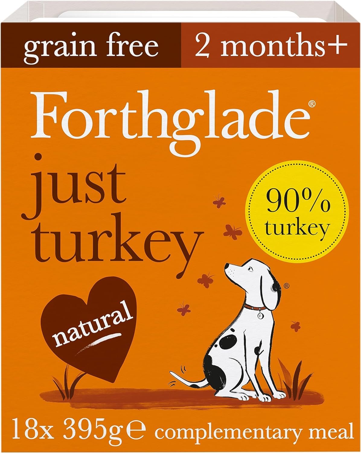 Forthglade Complementary Wet Dog Food (12 x 395g Trays) - Grain Free & Hypoallergenic Dog Food, Just Chicken, Chicken with Liver & Turkey, 90% Protein Stomach Sensitive with Natural Ingredients