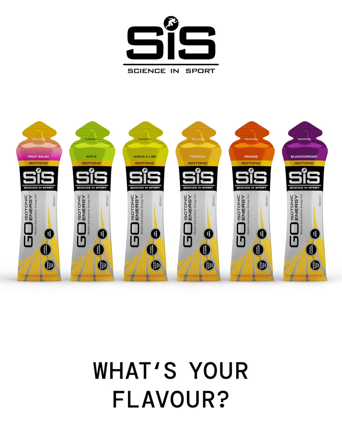 Science in Sport GO Isotonic Energy Gels Mixed, Mixed Flavours, 7 x 60ml