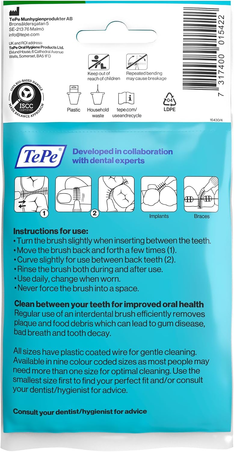 TePe Interdental Brush, Original, Green, 0.8mm/ISO 5, 8pcs