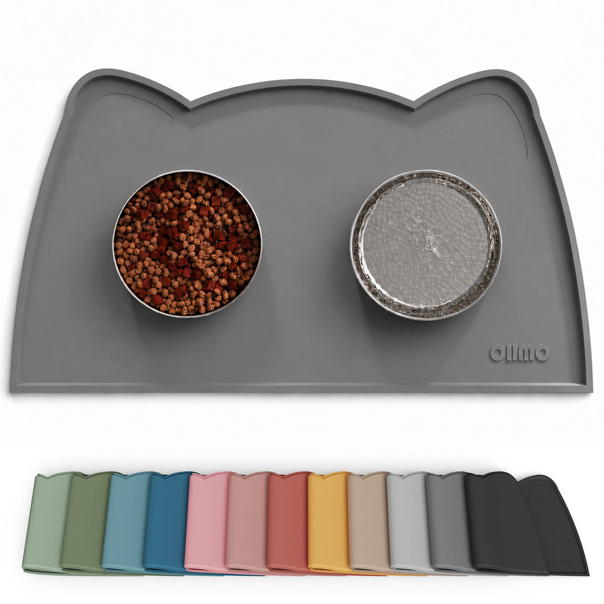 OHMO Silicone Cat Food Mat for Food&Water Bowls, 46x25cm, Camo Green