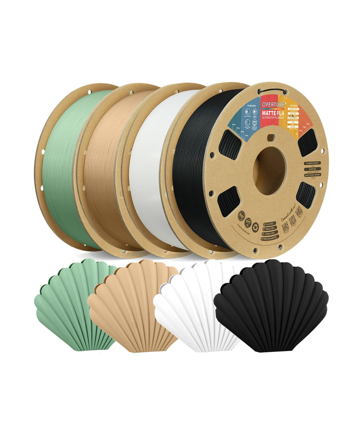 OVERTURE Matte PLA 3D Printer Filament 1.75mm, 1kg Light Brown