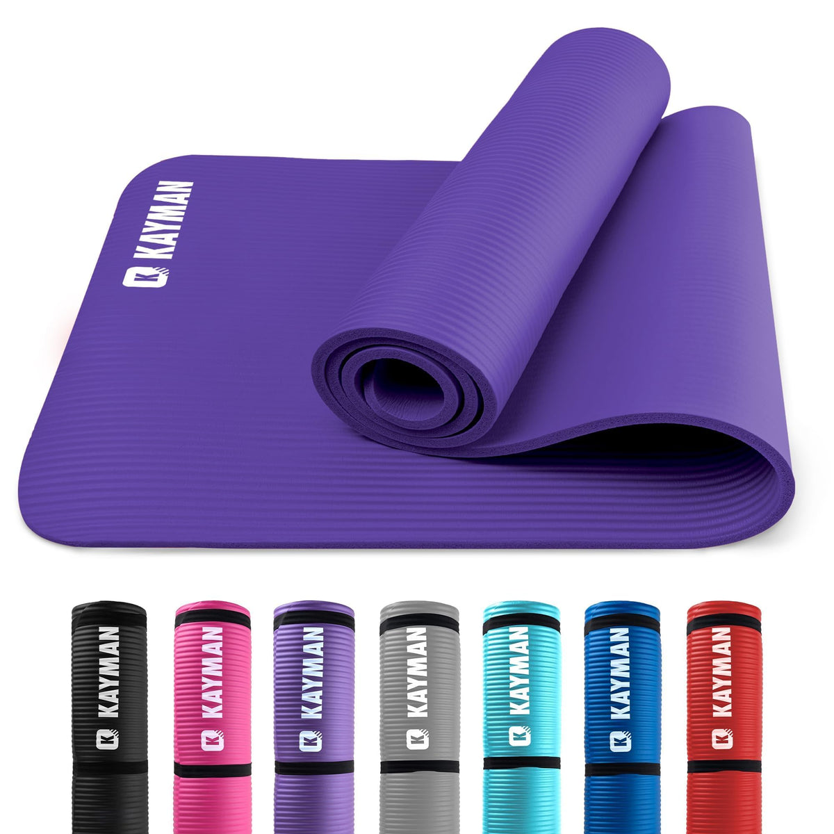 KAYMAN Yoga Mat - Non-Slip Extra Thick 8mm NBR Foam, Exercise Mat, 180x60cm