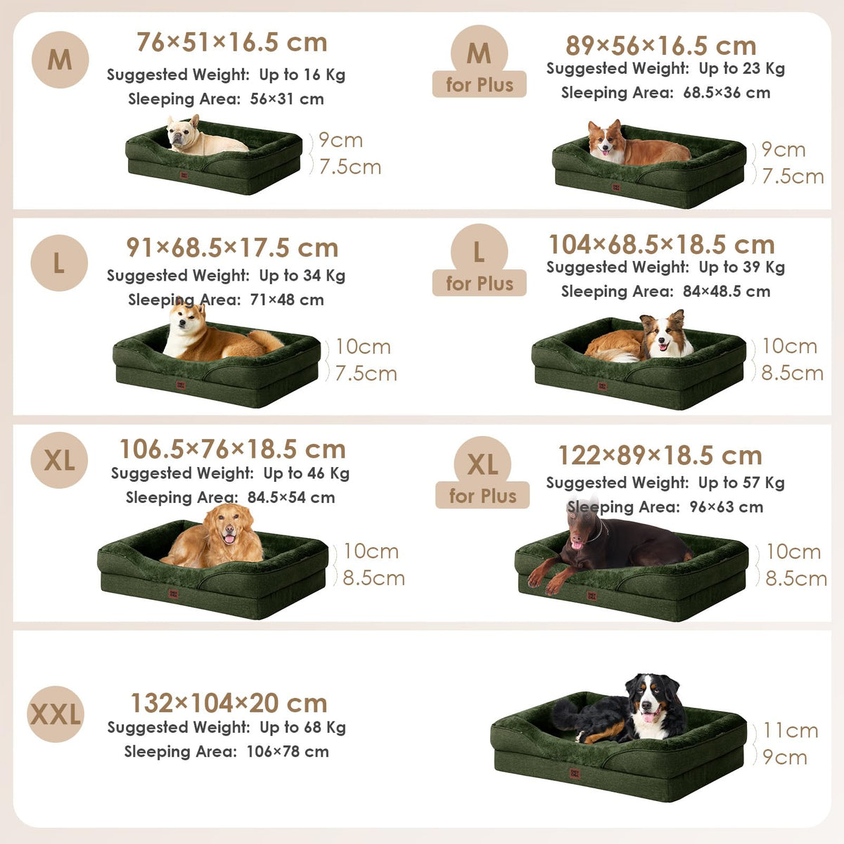 EHEYCIGA Memory Foam Orthopedic Dog Beds Large, 91x68x17cm, Dark Grey