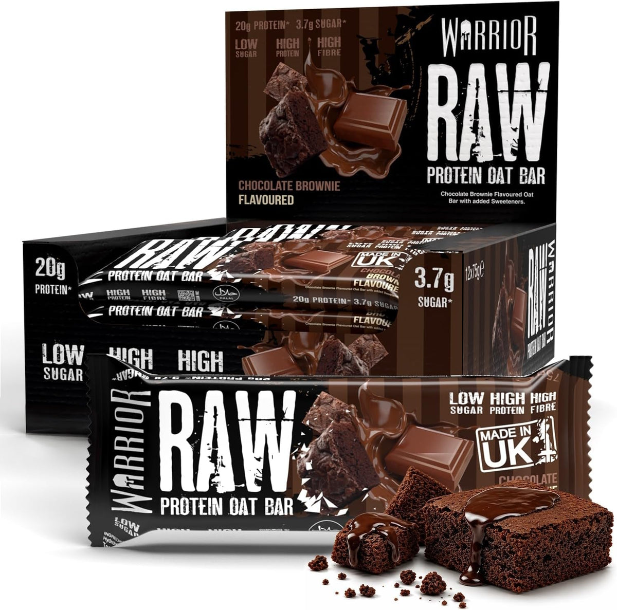 Warrior RAW Protein Bars 12 x 75g High Protein Oat Flapjack Snack