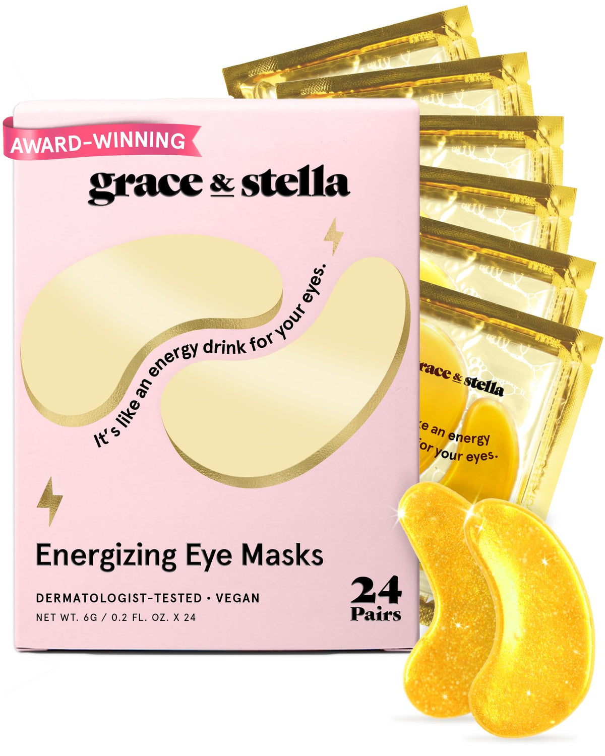 grace & stella Award Winning Under Eye Patches for Dark Circles - Illuminating Under Eye Masks for Puffy Eyes - Undereye Gel Patches with Niacinamide - Vegan - Gifts for Sisters (6 Pairs, Blue)