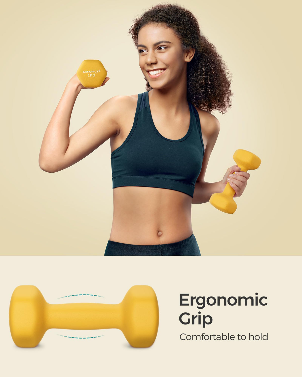 SONGMICS Set of 2 Hex Dumbbells with Neoprene Coating for Strength Training, Fitness, Home Workout