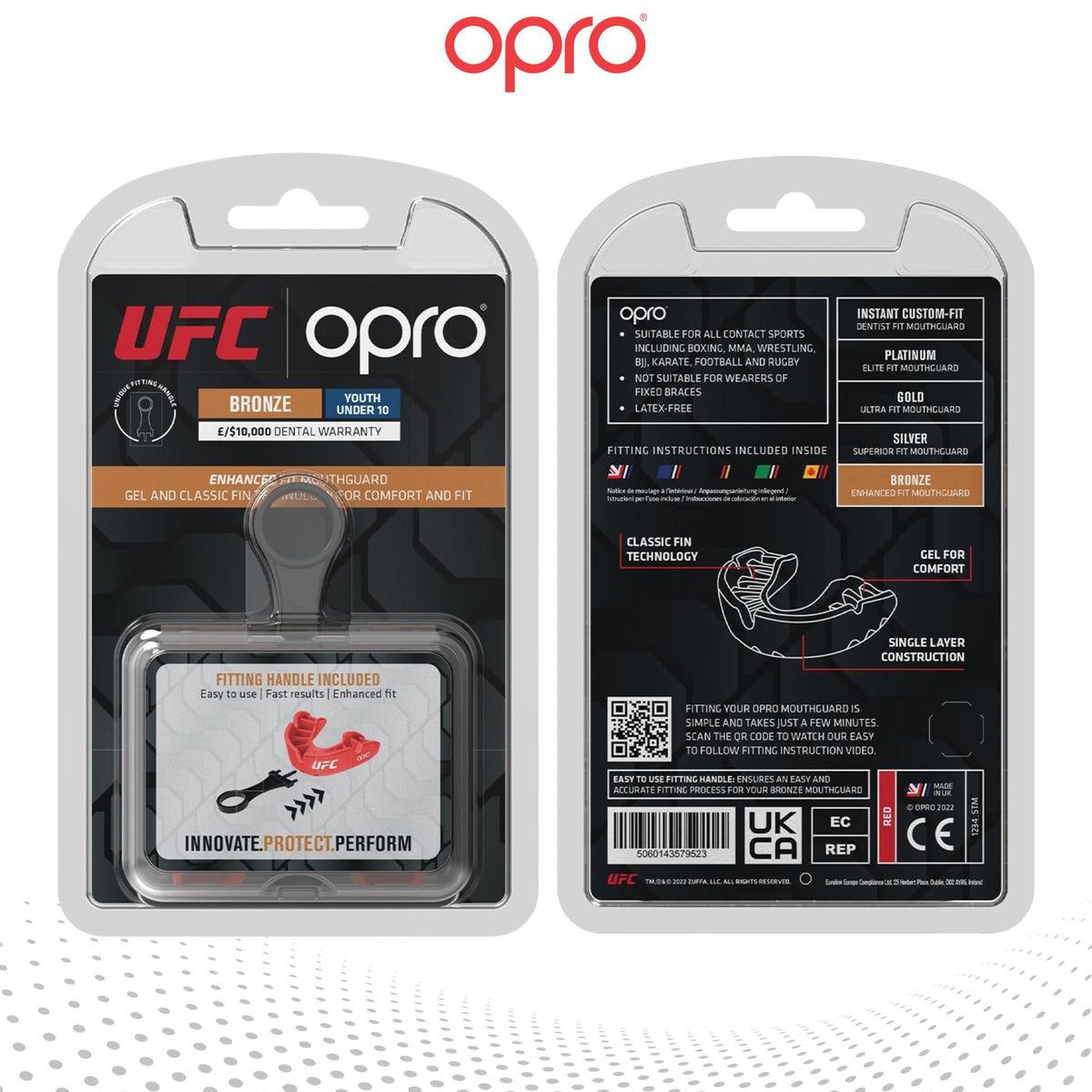 OPRO Bronze Level Mouthguard Essential Fit – Gum Shield Adult and Kids – OPRO Mouth Guard Boxing and MMA, Easy Self-Fit Gum Shield Rugby and Hockey – Enhanced Protection with Dental Warranty