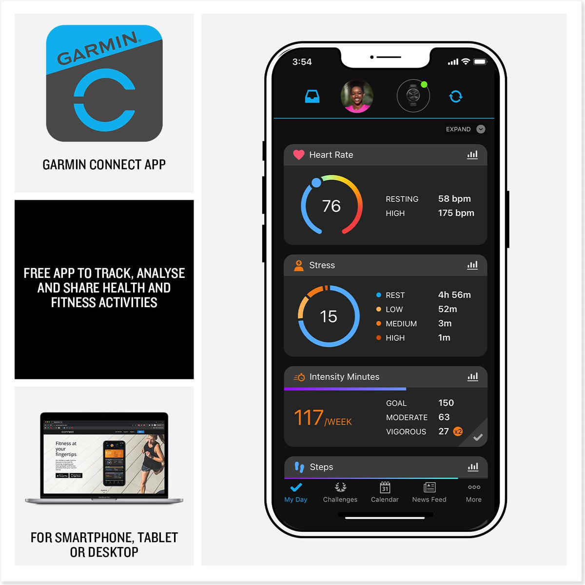 Garmin Forerunner 165, 43mm GPS running smartwatch, lightweight, AMOLED touchscreen, advanced training, insights & features, safety & tracking features, up to 11 days battery life, Black