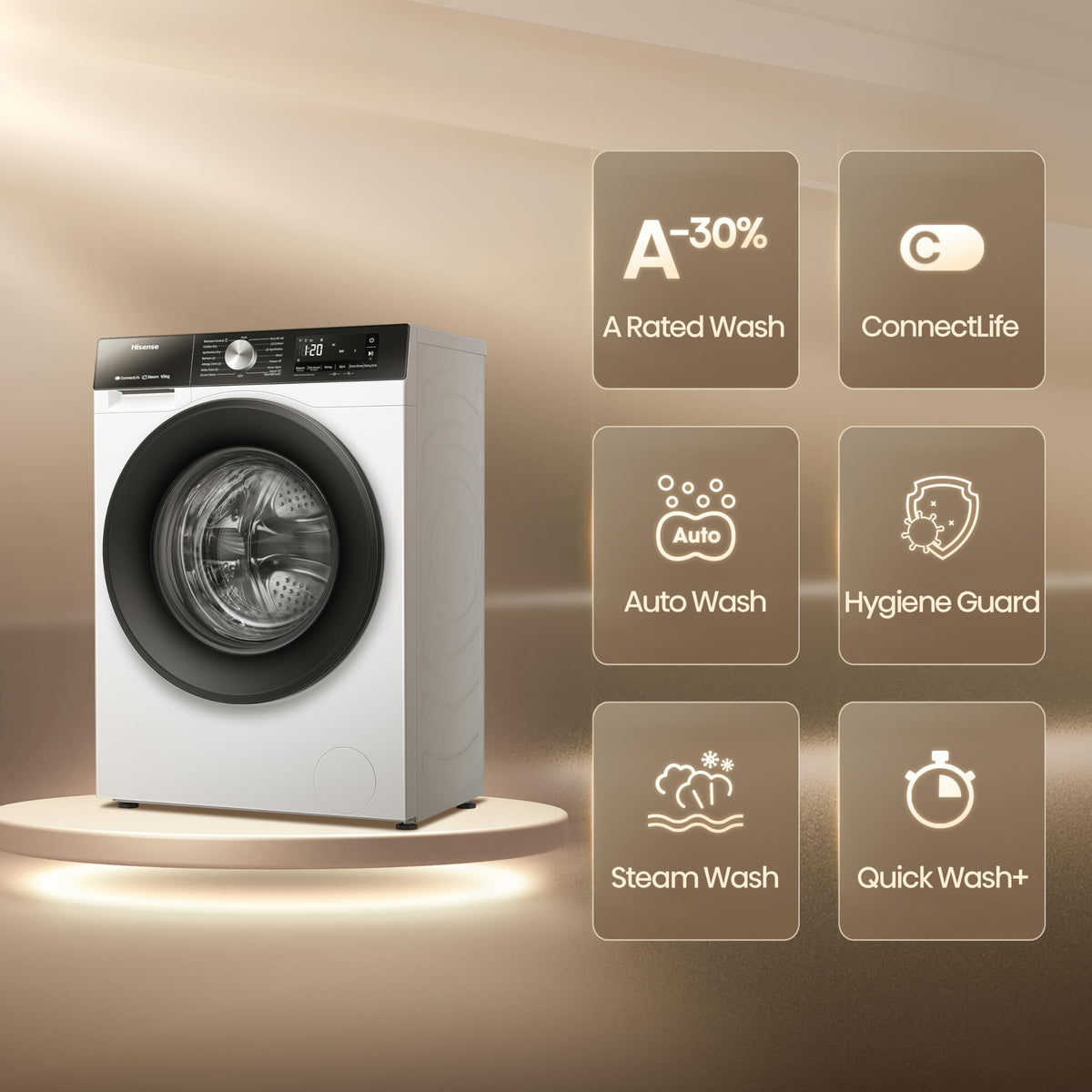 Hisense 3S Series WD3S8043BB3 Wifi Connected 8Kg and 5Kg Washer Dryer with 1400 rpm - Black - A-D Rated