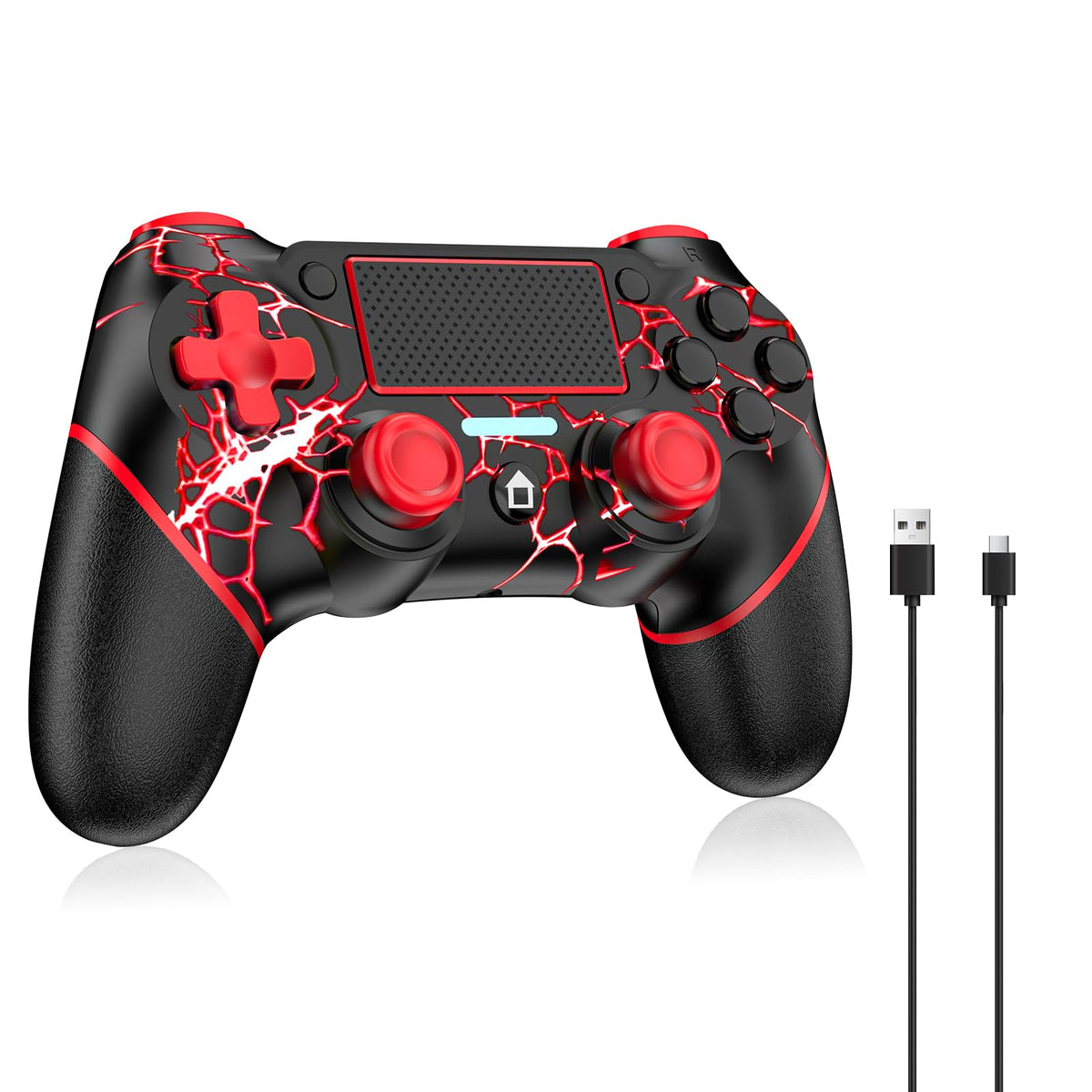 Reddening for PS4 Controller 2 Pack, Controller PS4 for PS4/Pro/Slim/PC, Gamepad Joystick with Turbo/Back Button/Dual Vibration/6-Axis Gyro Sensor/Touch Panel (2 printed purple)