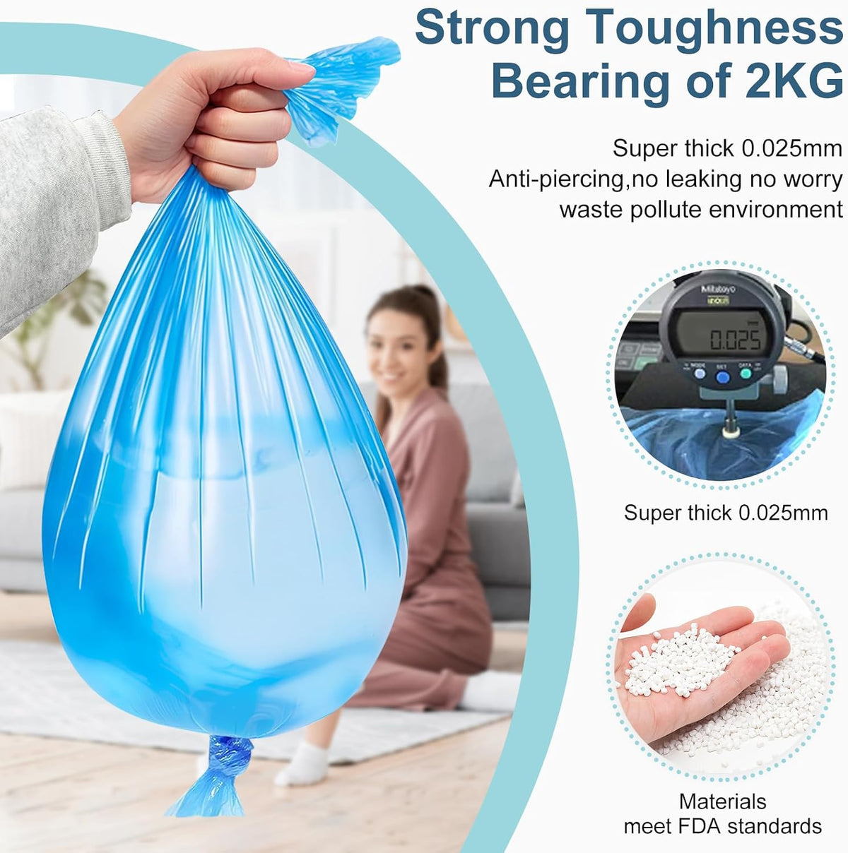 12er-Pack Nappy Bin Refills, vacvad 4.5m Diaper Bin Pail Disposal Bags, Nappy Bin Liners Replacement Strong Seal & Tear Resistance, Compatible with Most Nappy Disposal Systems (Blue)