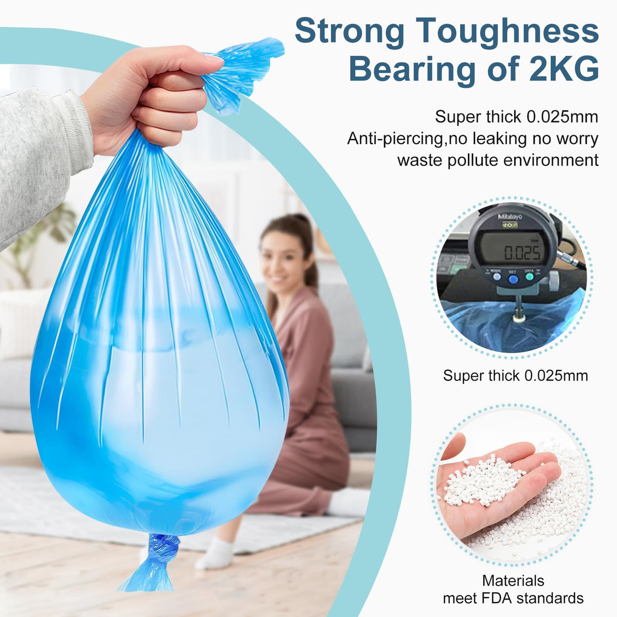 12er-Pack Nappy Bin Refills, vacvad 4.5m Diaper Bin Pail Disposal Bags, Nappy Bin Liners Replacement Strong Seal & Tear Resistance, Compatible with Most Nappy Disposal Systems (Blue)