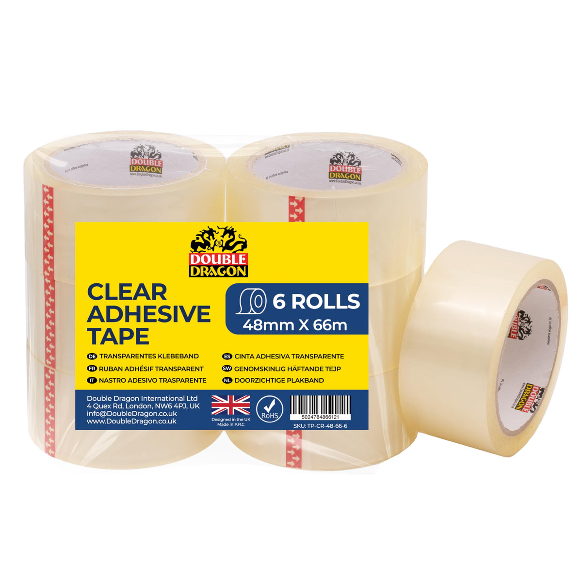 Double Dragon Extra Thick Fragile Printed Tape – 48mm wide, 66m long (Pack of 3) | Tear-Resistant, High-Tack & Long-Lasting | Ideal for Packing, Moving, Shipping, Labelling | Fits Dispensers etc