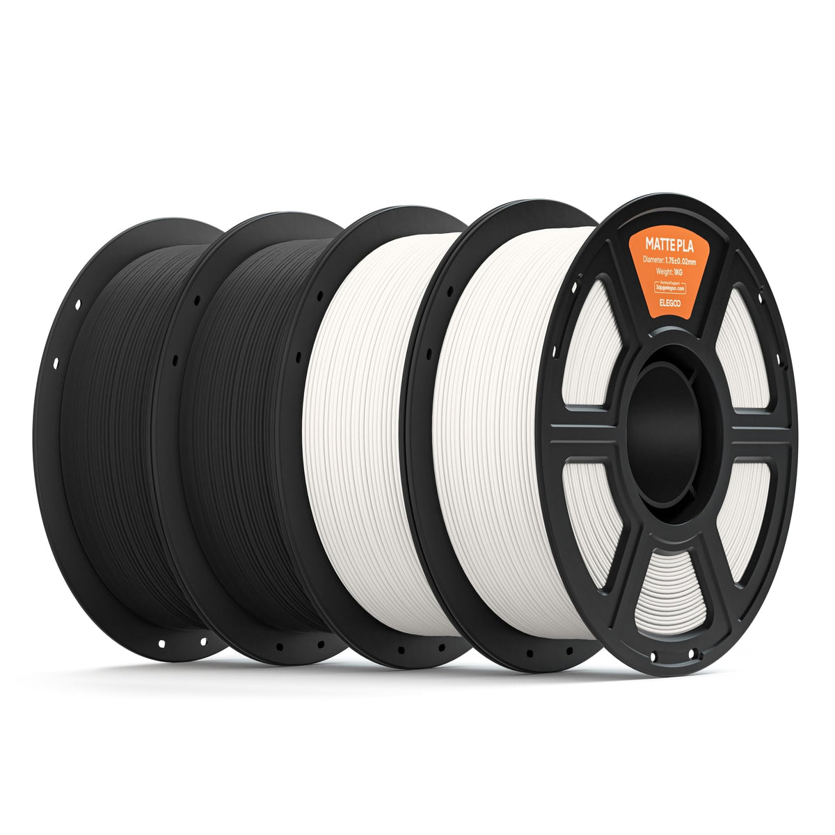 ELEGOO Matte PLA 3D Printer Filament 1.75mm White 2KG, Matte Finish