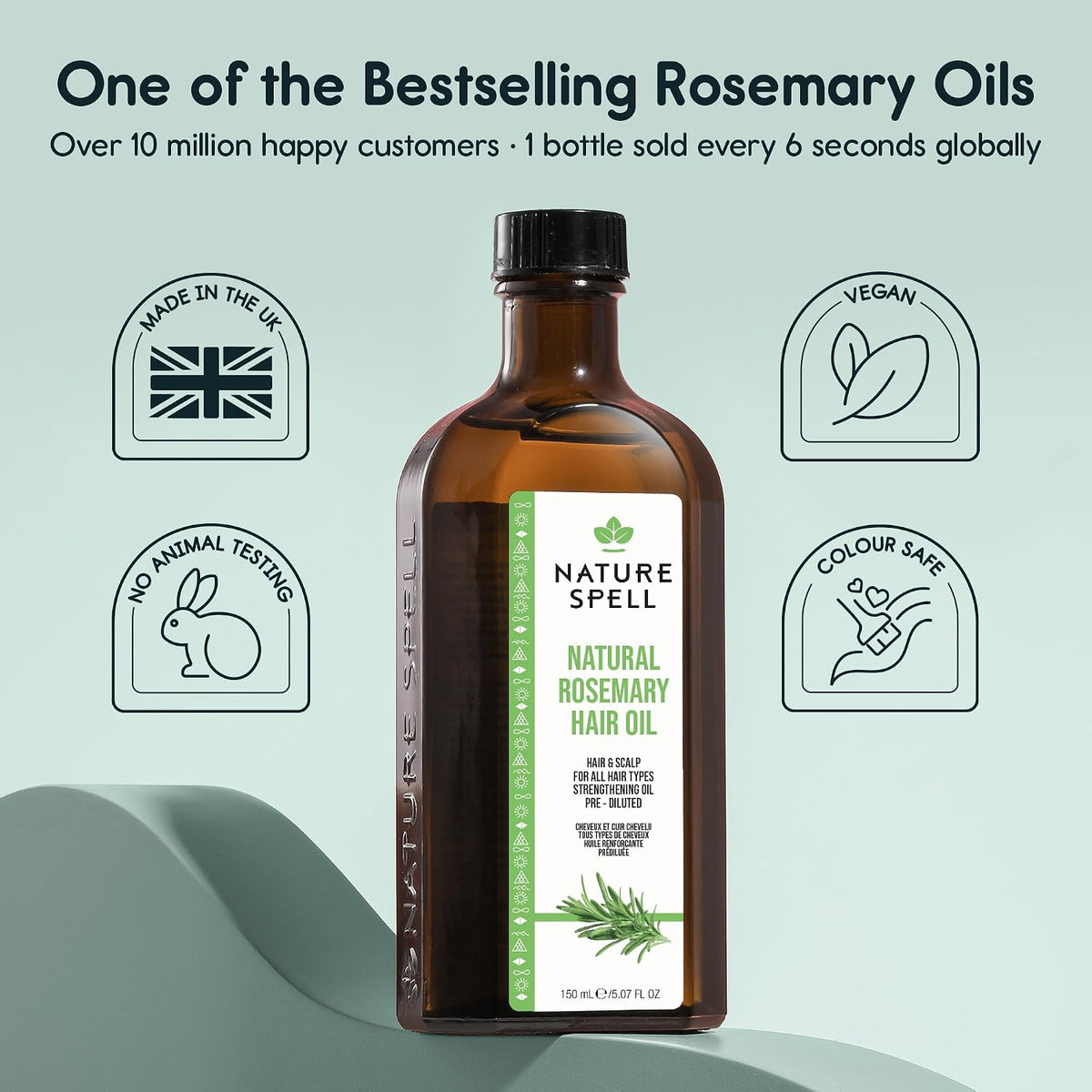 Nature Spell Rosemary Oil for Hair Growth, Pre-Diluted Scalp Oil, 150 ml