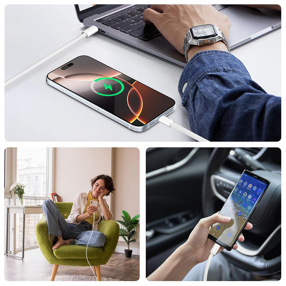 USB C Charger Cable,2-PACK 6FT/1.8M USB C to USB C Cable,60W Fast Charging