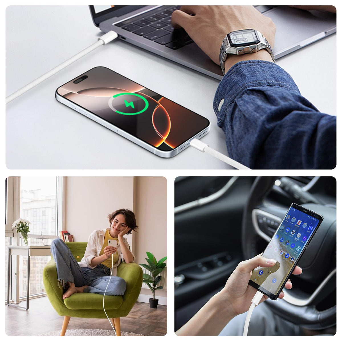 USB C Charger Cable,2-PACK 6FT/1.8M USB C to USB C Cable,60W Fast Charging